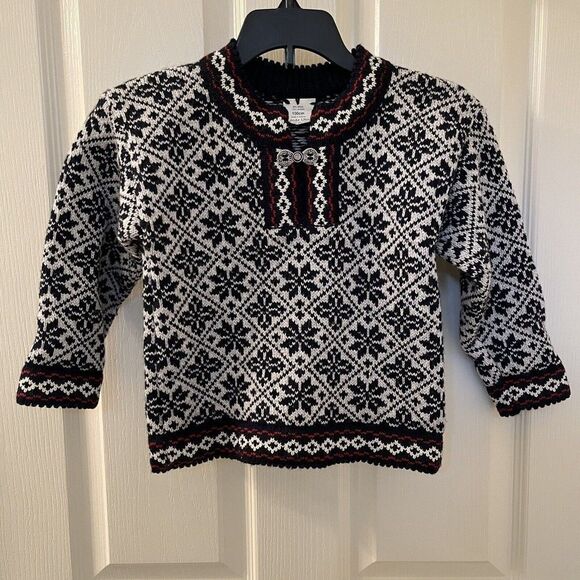 Longa Liisu Wool Blend Sweater Nordic Fair Isle Girls Size 100 US 4 - Picture 1 of 16